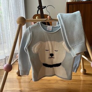 Hanna Anderson Sweaterknit Set In Organic Cotton Blue 2yo